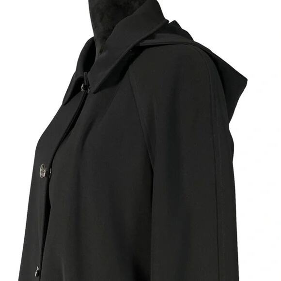 London Fog Classic City Black Midi Lined Trench Raincoat 129 - Picture 4 of 5